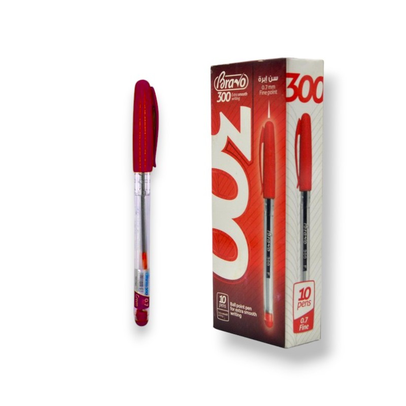 PAQUET DE 10 STYLOS GEL BRAVO 300 ROUGE - 1