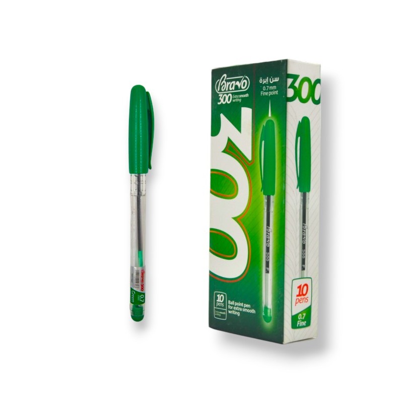 PAQUET DE 10 STYLOS GEL BRAVO VERT 300 - 1