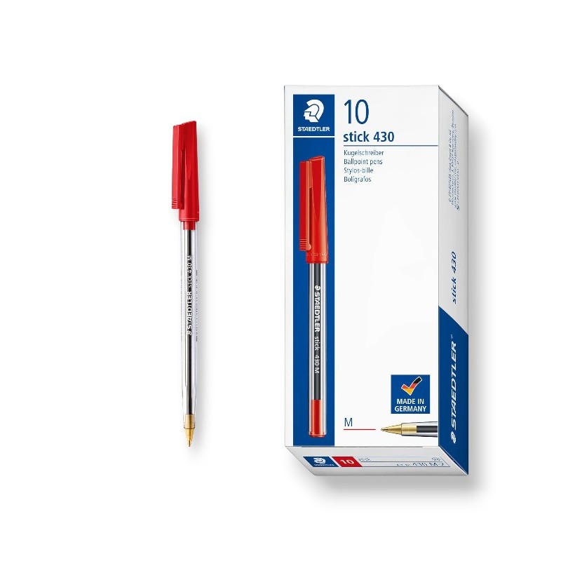 PAQUET DE 10 STYLOS A BILLE STAEDTLER ROUGE - 1