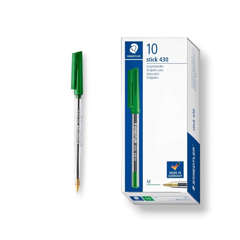 PAQUET DE 10 STYLOS A BILLE STAEDTLER VERT - 1