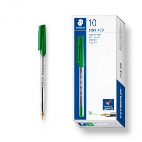 PAQUET DE 10 STYLOS A BILLE STAEDTLER VERT - 1