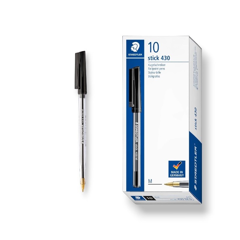 PAQUET DE 10 STYLOS A BILLE STAEDTLER NOIR - 1