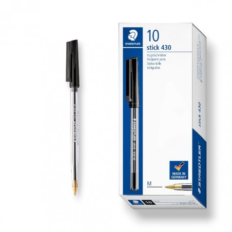 PAQUET DE 10 STYLOS A BILLE STAEDTLER NOIR - 1