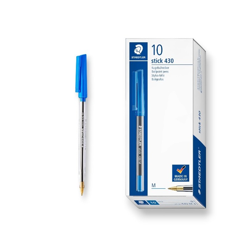 PAQUET DE 10 STYLOS A BILLE STAEDTLER BLEU - 1