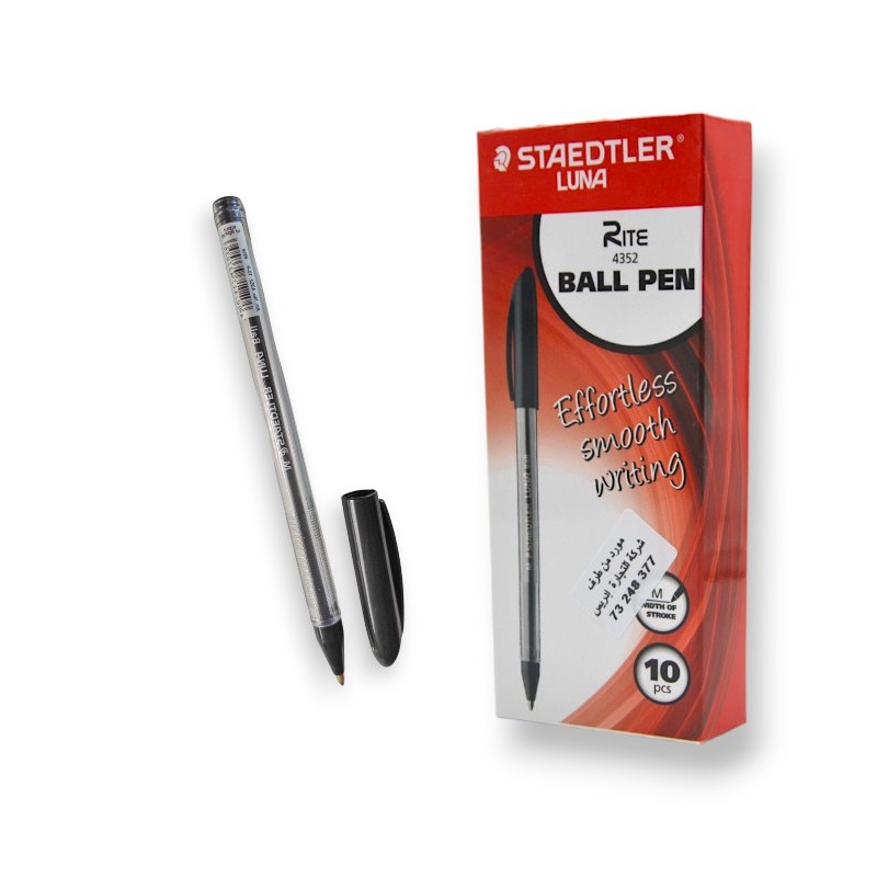 PAQUET DE 10 STYLOS A BILLE LUNA STAEDTLER NOIR - 1