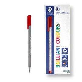 PAQUET DE 10 STYLOS TRIPLUS FINELINER STAEDTLER ROUGE - 1