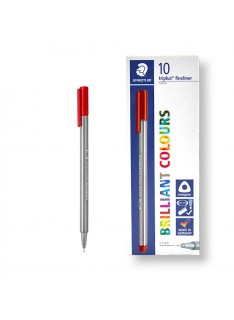 PAQUET DE 10 STYLOS TRIPLUS FINELINER STAEDTLER ROUGE - 1