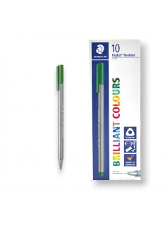 PAQUET DE 10 STYLOS TRIPLUS FINELINER STAEDTLER VERT - 1