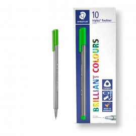 PAQUET DE 10 STYLOS TRIPLUS FINELINER STAEDTLER VERT-SAULE - 1