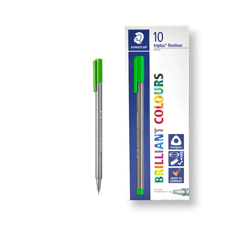 PAQUET DE 10 STYLOS TRIPLUS FINELINER STAEDTLER VERT-SAULE - 1