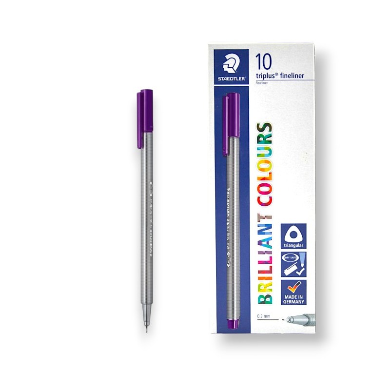 PAQUET DE 10 STYLOS TRIPLUS FINELINER STAEDTLER VIOLET - 1