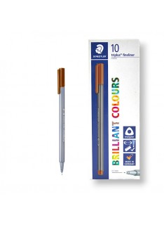 PAQUET DE 10 STYLOS TRIPLUS FINELINER STAEDTLER MARRON - 1