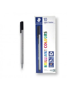 PAQUET DE 10 STYLOS TRIPLUS FINELINER STAEDTLER NOIR - 1