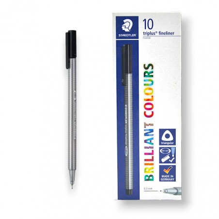 PAQUET DE 10 STYLOS TRIPLUS FINELINER STAEDTLER NOIR - 1