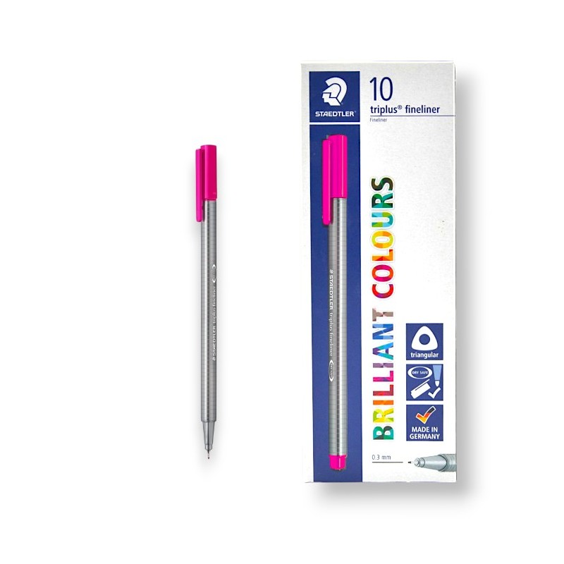 PAQUET DE 10 STYLOS TRIPLUS FINELINER STAEDTLER MAGENTA ROSE - 1