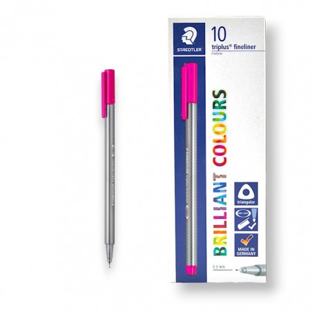 PAQUET DE 10 STYLOS TRIPLUS FINELINER STAEDTLER MAGENTA ROSE - 1