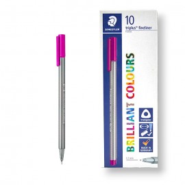 PAQUET DE 10 STYLOS TRIPLUS FINELINER STAEDTLER ROSE FONCE - 1