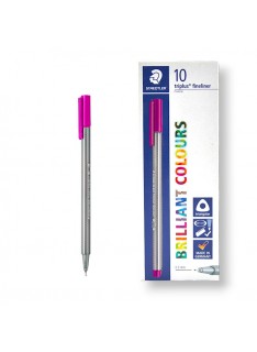 PAQUET DE 10 STYLOS TRIPLUS FINELINER STAEDTLER ROSE FONCE - 1