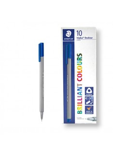 PAQUET DE 10 STYLOS TRIPLUS FINELINER STAEDTLER BLEU - 1