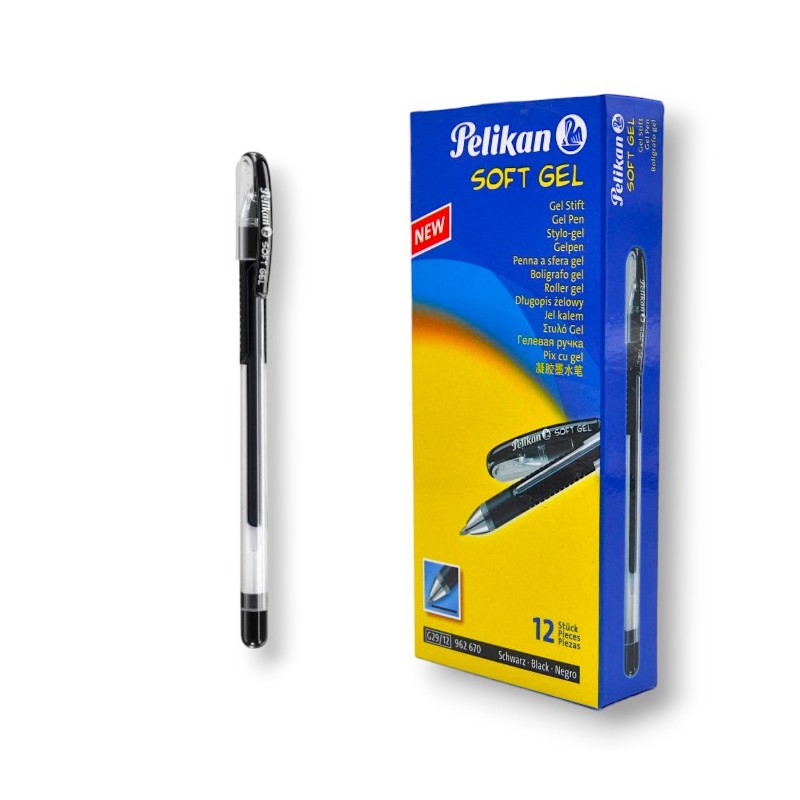 PAQUET DE 12 STYLOS GEL PELIKAN NOIR - 1