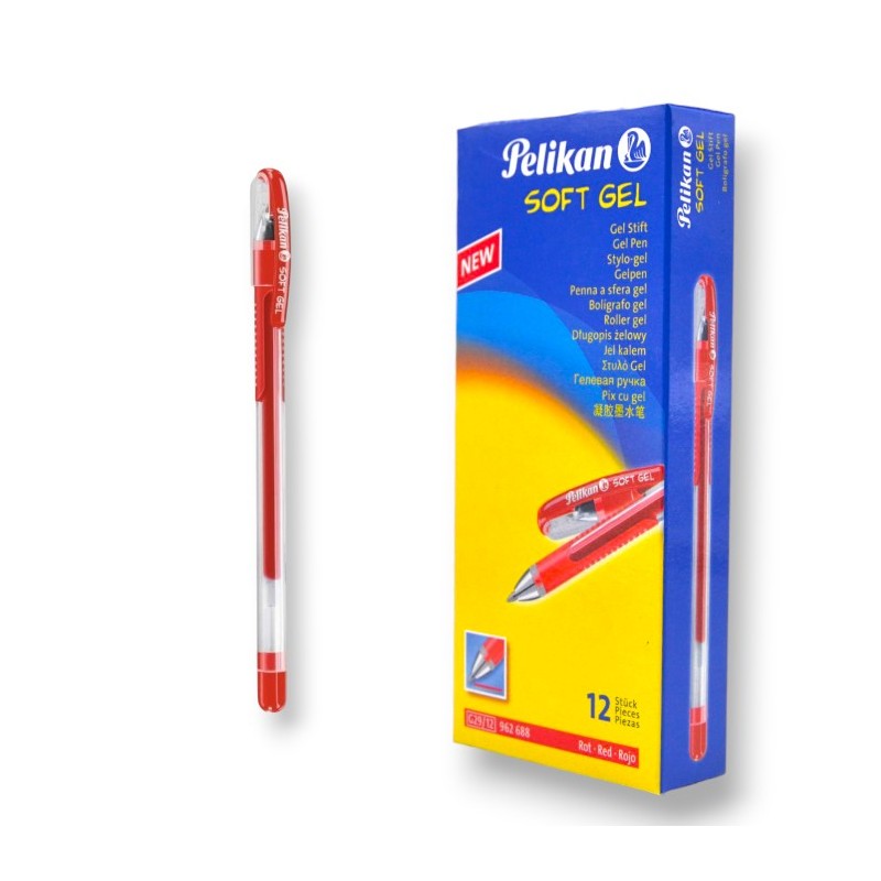 PAQUET DE 12 STYLOS GEL PELIKAN ROUGE - 1