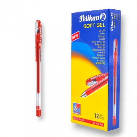 PAQUET DE 12 STYLOS GEL PELIKAN ROUGE - 1