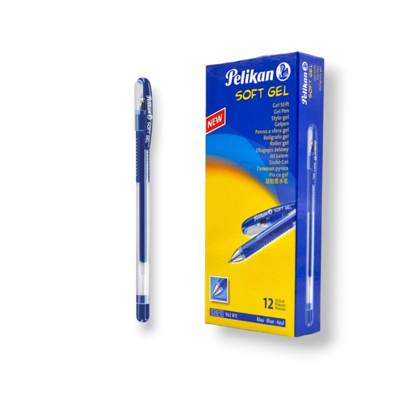 PAQUET DE 12 STYLOS GEL PELIKAN BLEU - 1