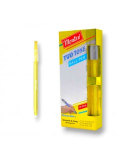 PAQUET DE 10 STYLOS A BILLE TWO TONE MONTEX JAUNE - 1