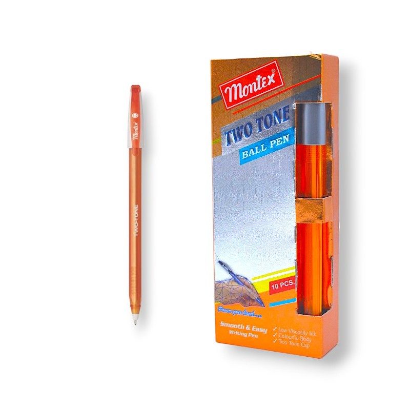 PAQUET DE 10 STYLOS A BILLE TWO TONE MONTEX ORANGE - 1