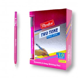 PAQUET DE 50 STYLOS A BILLE TWO TONE MONTEX ROSE - 1