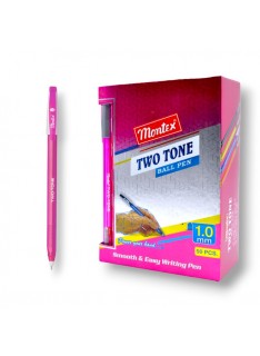 PAQUET DE 50 STYLOS A BILLE TWO TONE MONTEX ROSE - 1