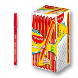 PAQUET DE 50 STYLOS A BILLE ICE MAPED ROUGE - 1