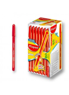 PAQUET DE 50 STYLOS A BILLE ICE MAPED ROUGE - 1