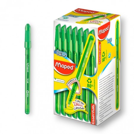 PAQUET DE 50 STYLOS A BILLE ICE MAPED VERT - 1