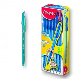 PAQUET DE 12 STYLOS A BILLE FIFTY MAPED TURQUOISE - 1