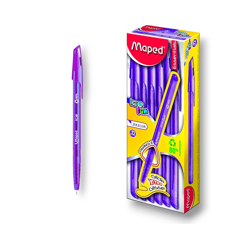 PAQUET DE 12 STYLOS A BILLE FIFTY MAPED VIOLET - 1