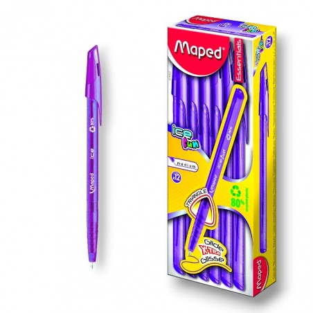 PAQUET DE 12 STYLOS A BILLE FIFTY MAPED VIOLET - 1