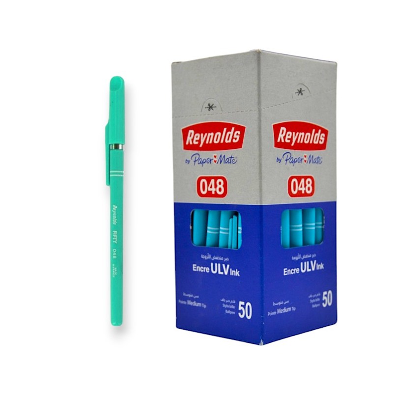 PAQUET DE 50 STYLOS A BILLE FIFTY REYNOLDS TURQUOISE - 1