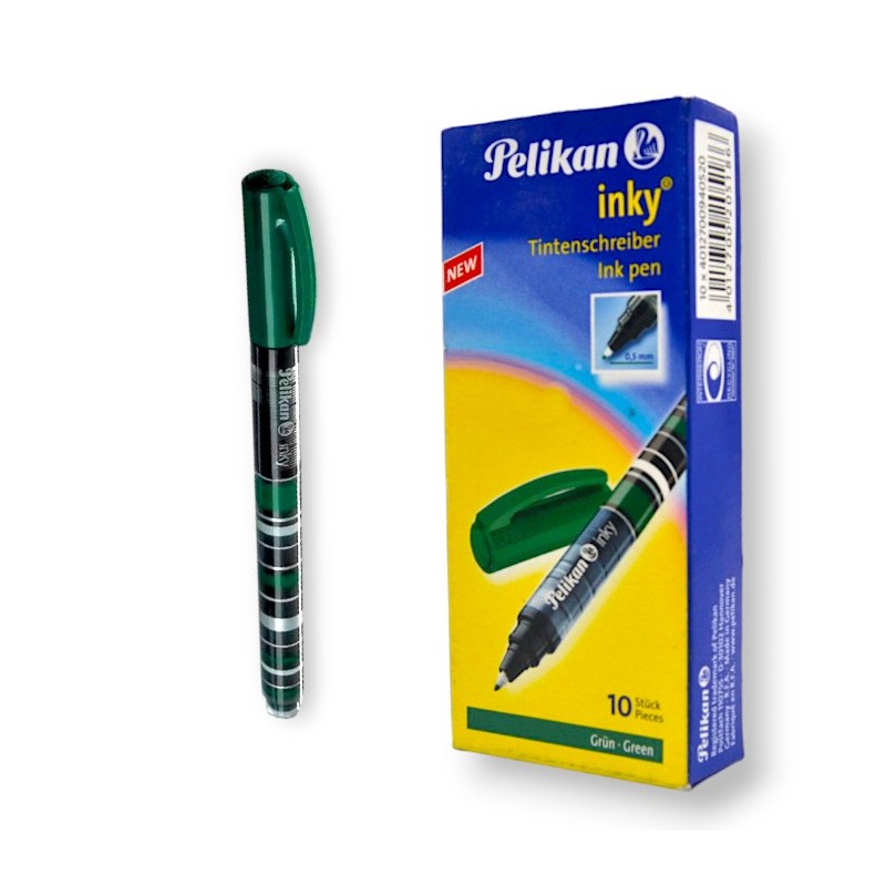 PAQUET DE 10 STYLOS ENCRE FINE PELIKAN VERT - 1