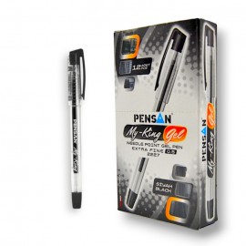 PAQUET DE 12 STYLOS  GEL PENSAN MY KING NOIR - 1