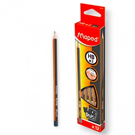 PAQUET DE 12 CRAYONS GRAPHITE BLACK'PEPS HB N°2 MAPED - 1