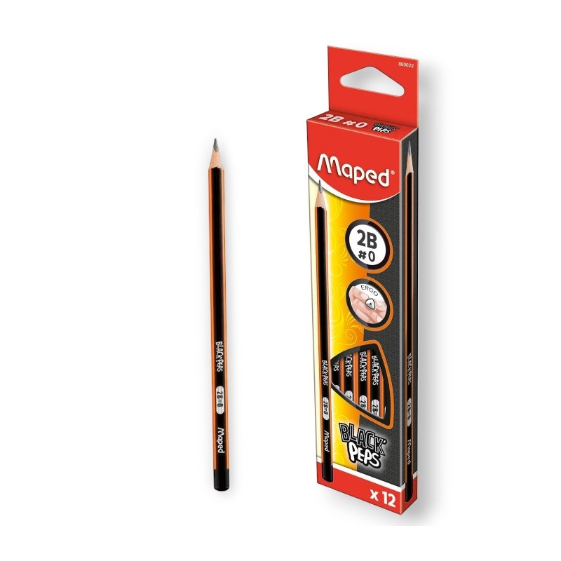 PAQUET DE 12 CRAYONS GRAPHITE BLACK'PEPS 2B N°0 MAPED - 1