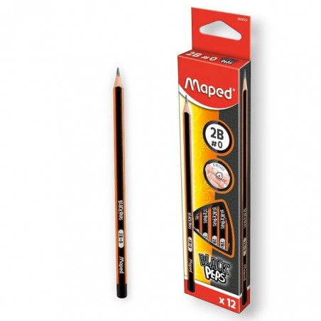 PAQUET DE 12 CRAYONS GRAPHITE BLACK'PEPS 2B N°0 MAPED - 1