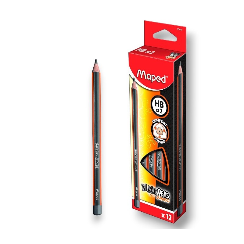 PAQUET DE 12 CRAYONS GRAPHITE BLACK'PEPS MAPED JUMBO HB N°2 MAPED - 1