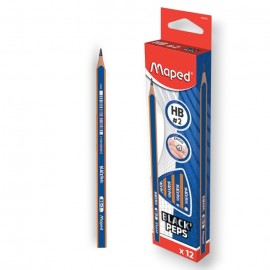 PAQUET DE 12 CRAYONS GRAPHITE BLACK'PEPS MAPED PLASTIQUE HB N°2 - 1