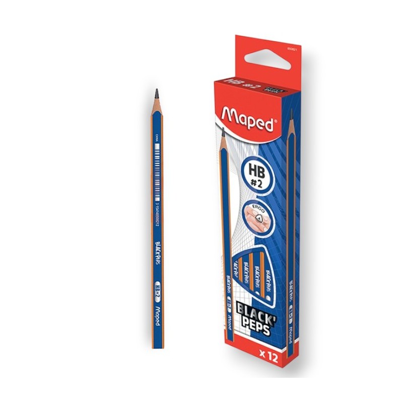 PAQUET DE 12 CRAYONS GRAPHITE BLACK'PEPS MAPED PLASTIQUE HB N°2 - 1