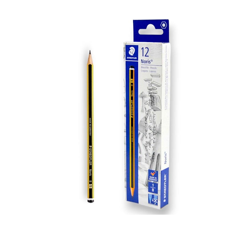 PAQUET DE 12 CRAYONS GRAPHITE NORIS STAEDTLER B N°1 - 1