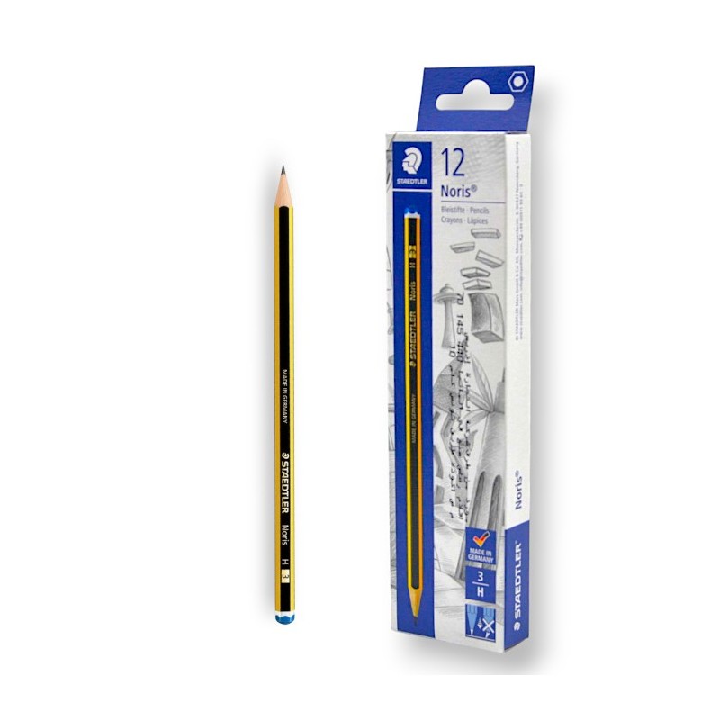 PAQUET DE 12 CRAYONS GRAPHITE NORIS STAEDTLER H N°3 - 1