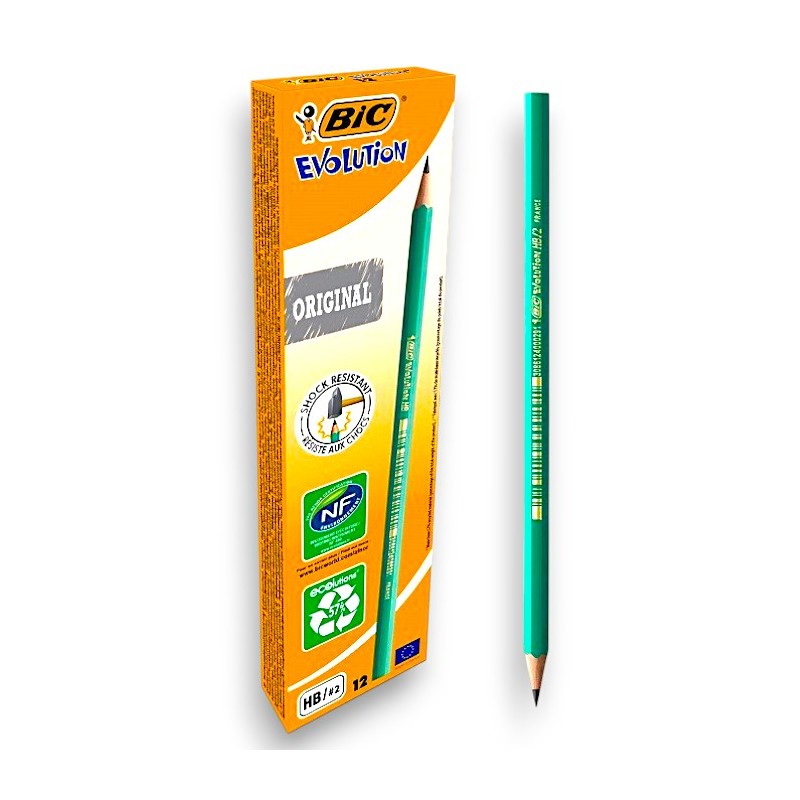 PAQUET DE 12 CRAYONS GRAPHITE BIC EVOLUTION ECOLUTIONS HB - 1