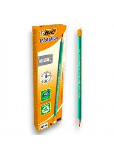 PAQUET DE 12 CRAYONS GRAPHITE BIC EVOLUTION ECOLUTIONS + GOMME - 1